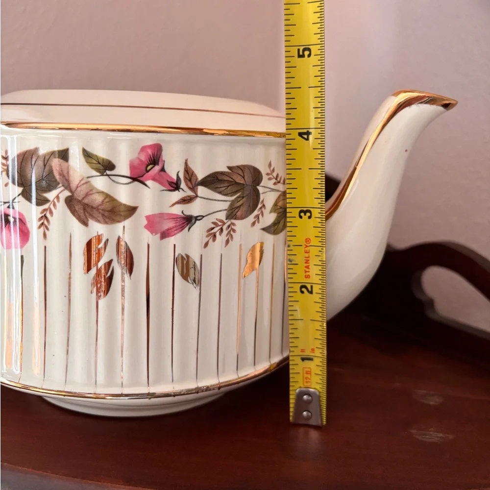 Sandler Teapot England Vintage 3083 Gold Gild Morning Glory